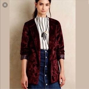 Anthropologie Tabitha Talley Wine Faux Fur Coat